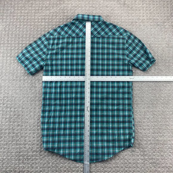 Billabong Shirt Men Medium M Teal Gray Plaid Button Down Chest Pocket Casual - Picture 5 of 7